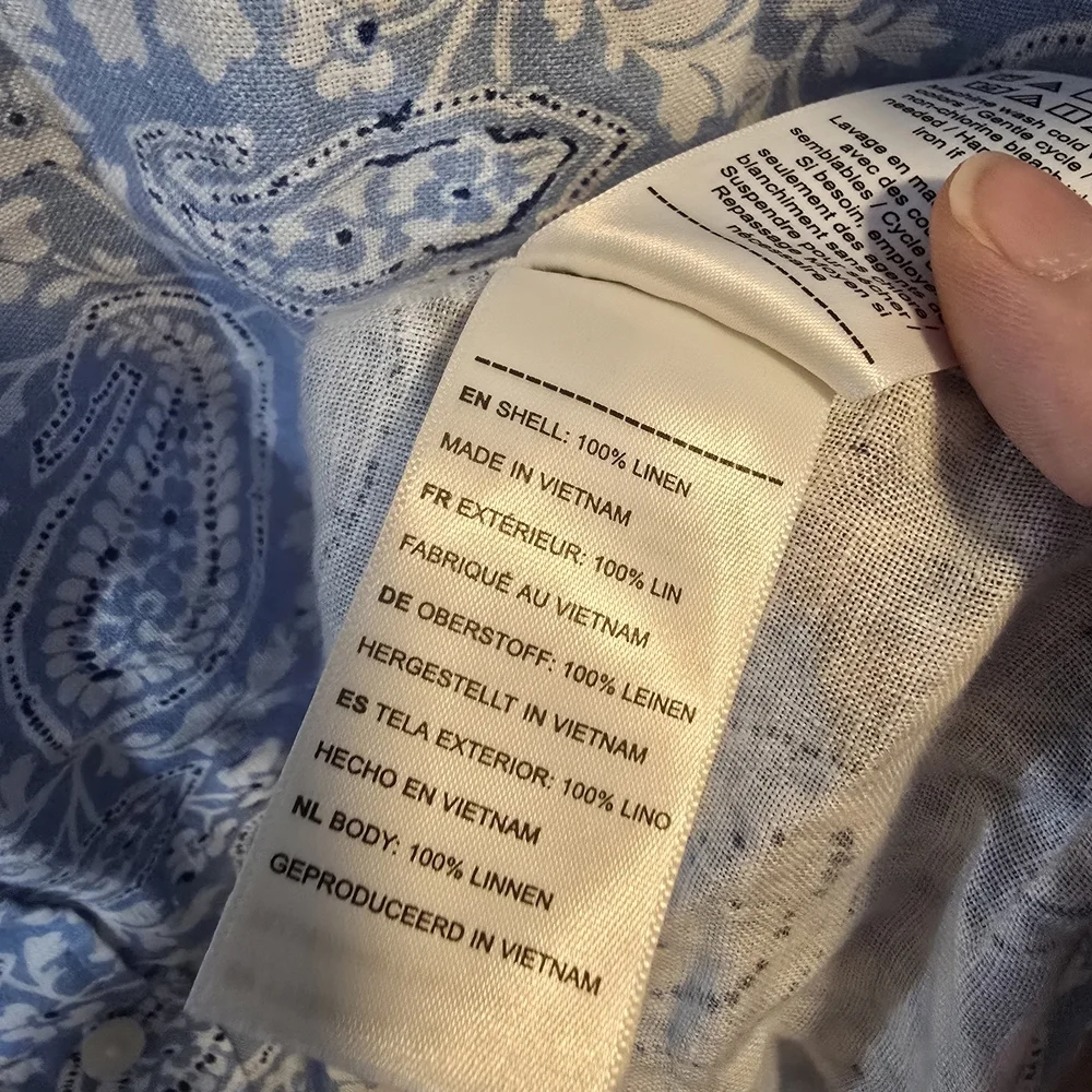 UNTUCKit Linen Light Blue Paisley Casual Shirt Sizw XL - Picture 5 of 6